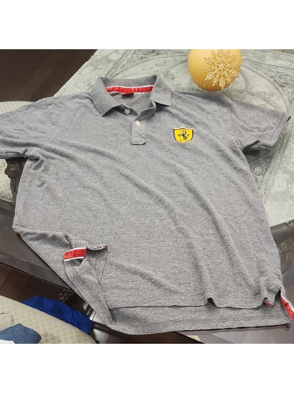 Gray Ferrari Men's Polo Shirt Large Fit